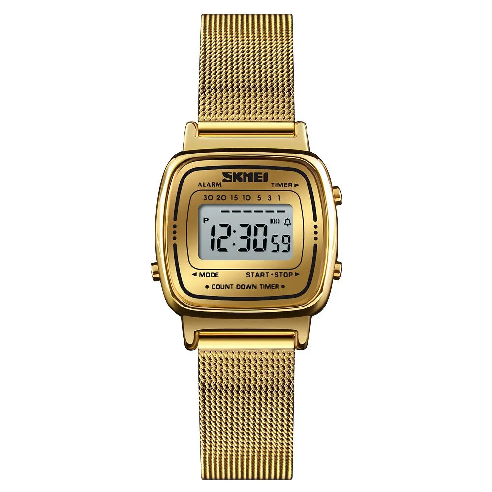 Relógio Digital Feminino Premium Com Pulseira em Aço Hipoalergênico