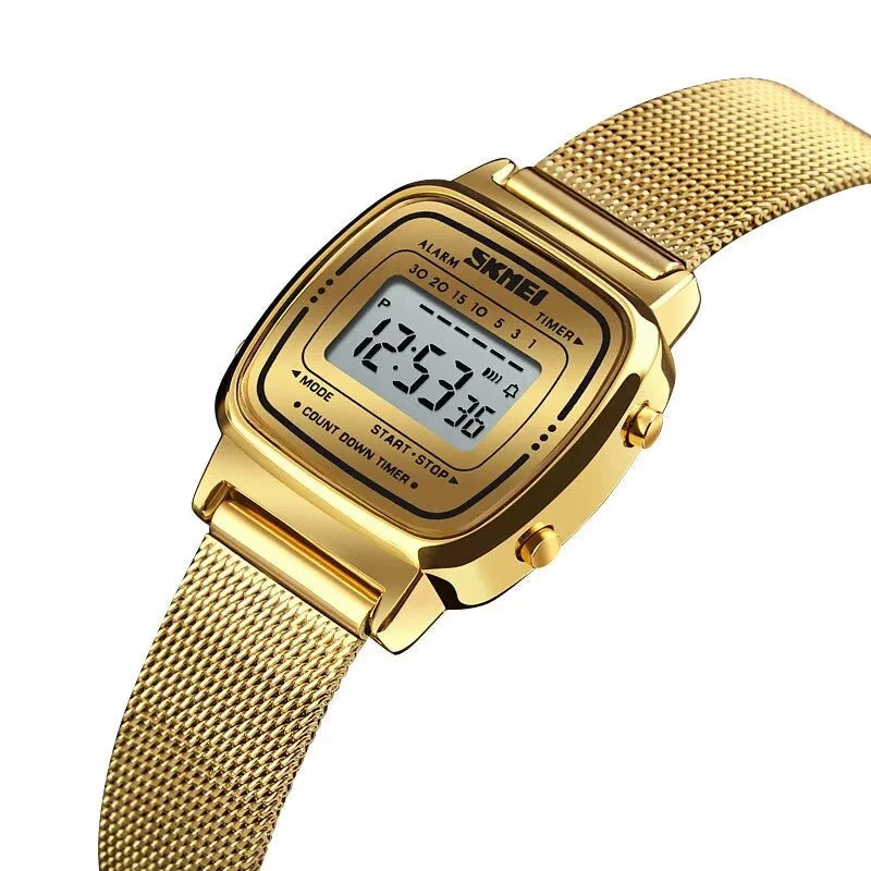 Relógio Digital Feminino Premium Com Pulseira em Aço Hipoalergênico