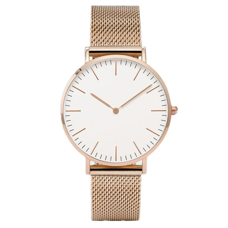 Relógio Feminino Minimalista Com Pulseira de Aço Inoxidável